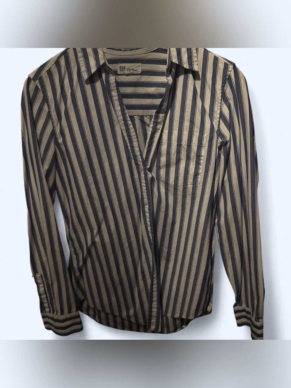 Women’s Striped Button-Up Shirt in navy and white - Classic Casual